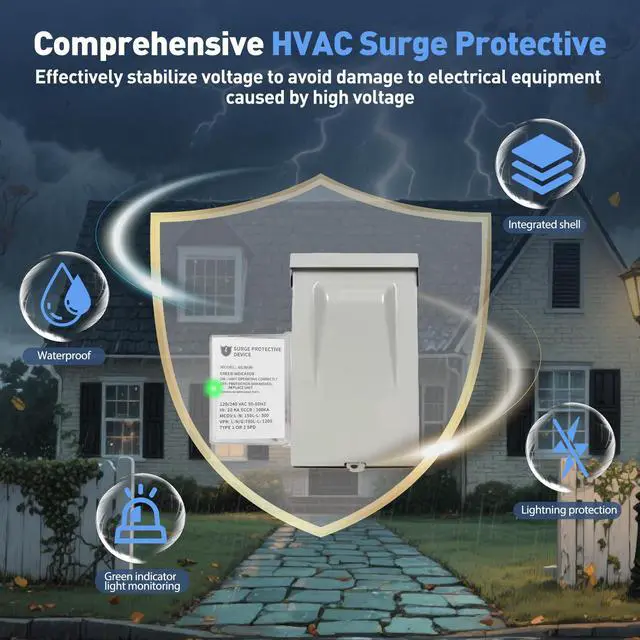 Alt view image 3 of 6 - AG3000 HVAC Surge Protector, 120/240V Mini Split Protection Device | PMOV surge protection with Type 4X enclosure and LED status indicator for mini split, AC condenser and HVAC systems