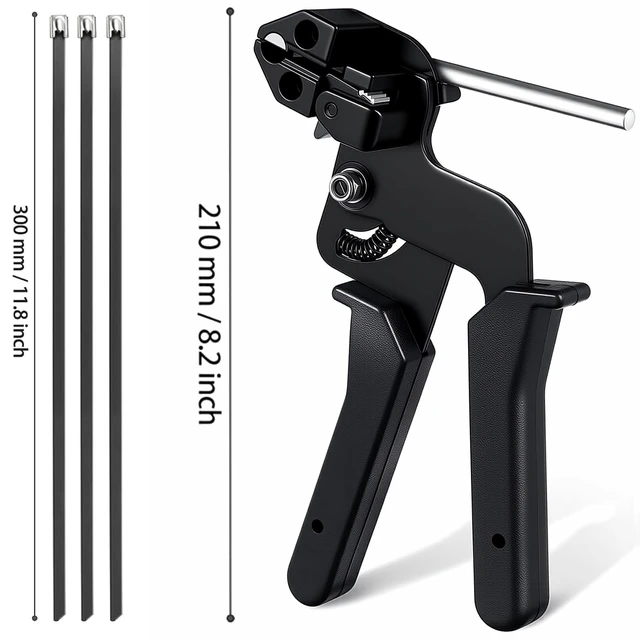 Alt view image 2 of 7 - Stainless Steel Cable Tie Gun & 100pcs 12in Black Metal Zip Ties Self-Locking, UV & Corrosion Resistant Stainless Steel Zip Ties for fence repair, Exhaust Wrap, Chicken Coop, Pipe, Farm Use