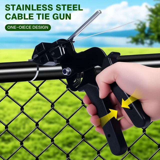 Alt view image 3 of 7 - Stainless Steel Cable Tie Gun & 100pcs 12in Black Metal Zip Ties Self-Locking, UV & Corrosion Resistant Stainless Steel Zip Ties for fence repair, Exhaust Wrap, Chicken Coop, Pipe, Farm Use