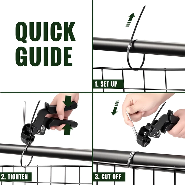 Alt view image 7 of 7 - Stainless Steel Cable Tie Gun & 100pcs 12in Black Metal Zip Ties Self-Locking, UV & Corrosion Resistant Stainless Steel Zip Ties for fence repair, Exhaust Wrap, Chicken Coop, Pipe, Farm Use