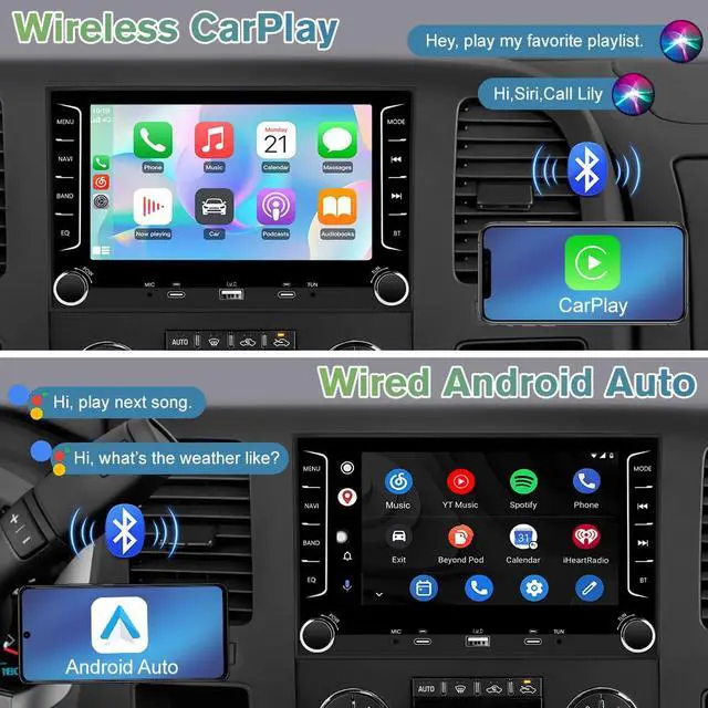 Alt view image 2 of 7 - 4Core 64GB Radio for Chevy Silverado 1500 2500 3500 2007-2013 | for Silverado GMC Sierra Acadia Touch Screen Android Stereo, CarPlay Android Auto, AM FM DSP, Camera