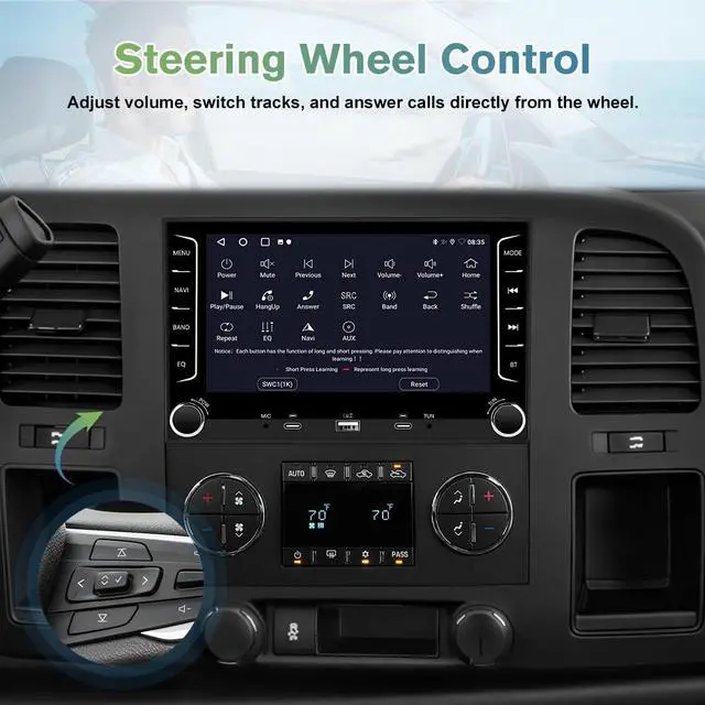Alt view image 7 of 7 - 4Core 64GB Radio for Chevy Silverado 1500 2500 3500 2007-2013 | for Silverado GMC Sierra Acadia Touch Screen Android Stereo, CarPlay Android Auto, AM FM DSP, Camera
