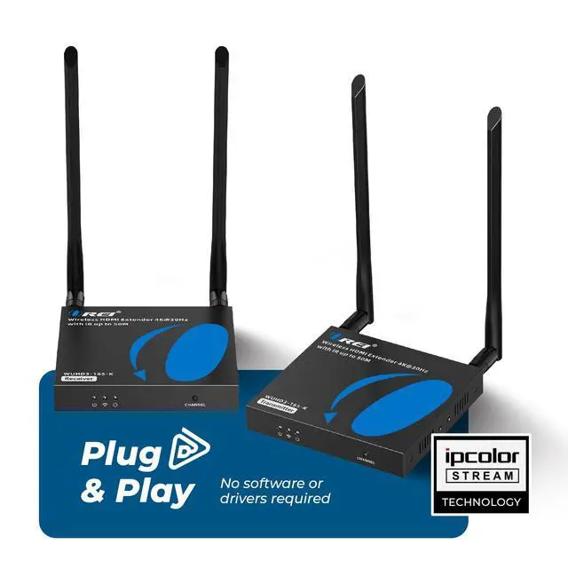 Alt view image 4 of 7 - Wireless HDMI Transmitter and Receiver 4K30Hz 165ft 1-Way IR Loop Out | HDMI Wireless Extender, Wireless HDMI Transmitter 1-to-4 Support, 5GHz, Low Latency, SSID Pairing, 24/7 Operation