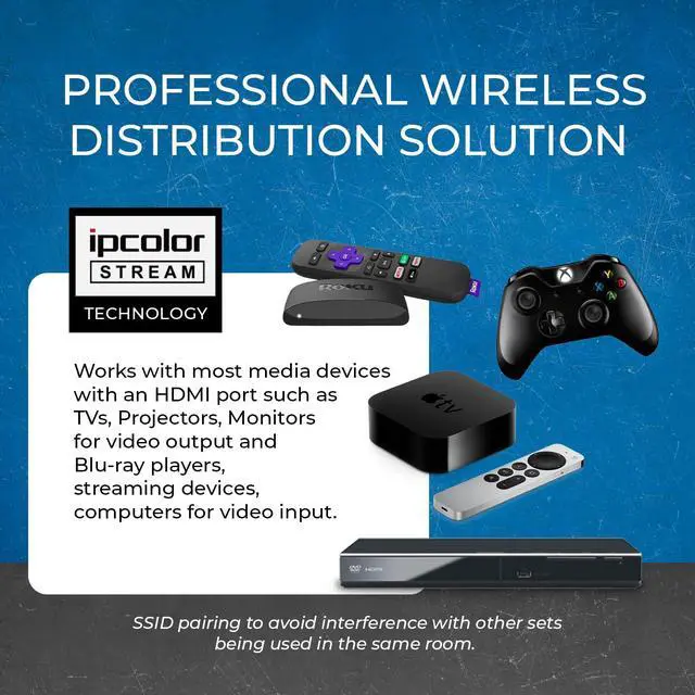 Alt view image 6 of 7 - Wireless HDMI Transmitter and Receiver 4K30Hz 165ft 1-Way IR Loop Out | HDMI Wireless Extender, Wireless HDMI Transmitter 1-to-4 Support, 5GHz, Low Latency, SSID Pairing, 24/7 Operation