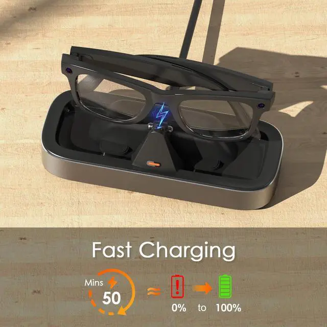 Alt view image 3 of 7 - Charging Station for Ray-Ban Meta Glasses (Space Gray) | Charger Compatible with Wayfarer, Skyler, Headliner & Oakley Meta HSTN, One-Hand Charging Dock with LED Indicator