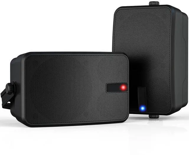 Main image of AC-Powered Outdoor Bluetooth Speakers | Wireless Sync 100+ Speakers | IPX5 Waterproof Wall Mount | for Party, Patio, Porch, Garage (Pair, Black)