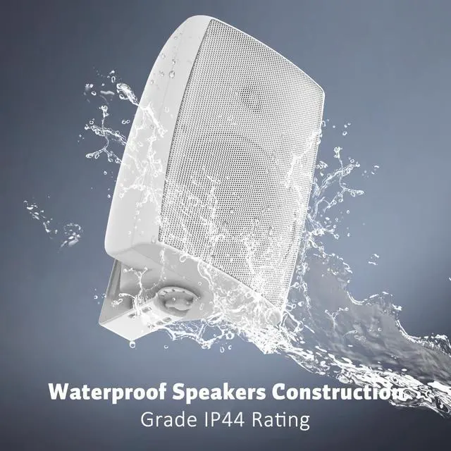 Alt view image 5 of 7 - 8-Inch Woofer 600W Outdoor Bluetooth Speakers Wired, Large Wall-Mount Size(10.6"x9.4"x16.33" 11.4lbs Each), IP44 Waterproof All-Weather for Commercial Areas, Spacious Backyards
