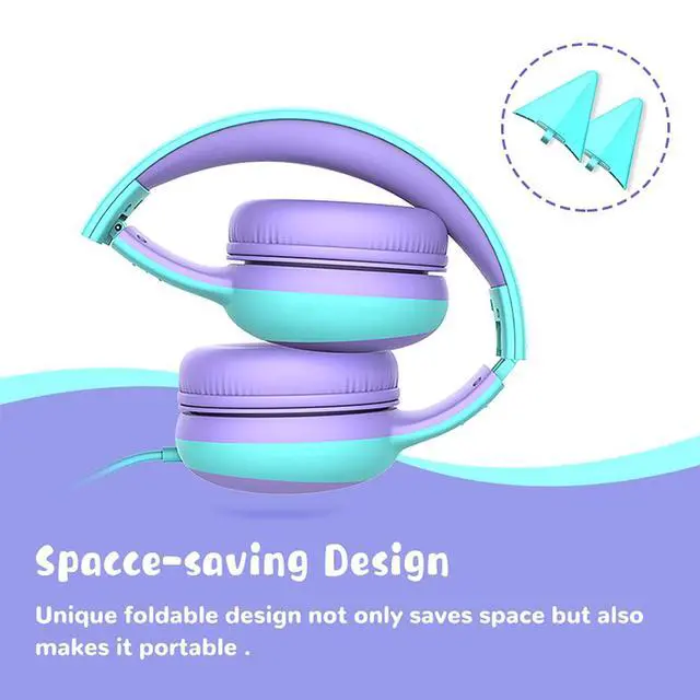 Alt view image 4 of 7 - Kids Headphones with Limited Volume, Cat Ear Toddler Headphones, Wired Headphone Over Ear for Boys and Girls,Stereo Sound Foldable 3.5mm Headset for Children