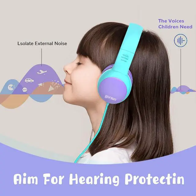 Alt view image 5 of 7 - Kids Headphones with Limited Volume, Cat Ear Toddler Headphones, Wired Headphone Over Ear for Boys and Girls,Stereo Sound Foldable 3.5mm Headset for Children