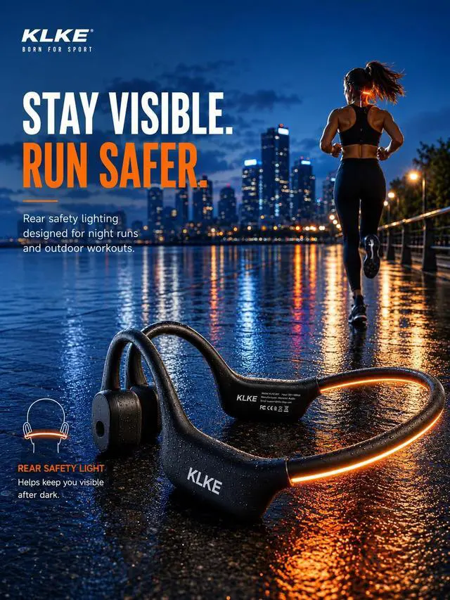Alt view image 3 of 7 - Bone Conduction Headphones for Running with mic and Rear Safety Light | Dual Sound Modes, Adjustable Fit, 10H Playtime, USB-C Charging, Clear Calls, Lightweight Comfort for Gym, Cycling and Hiking