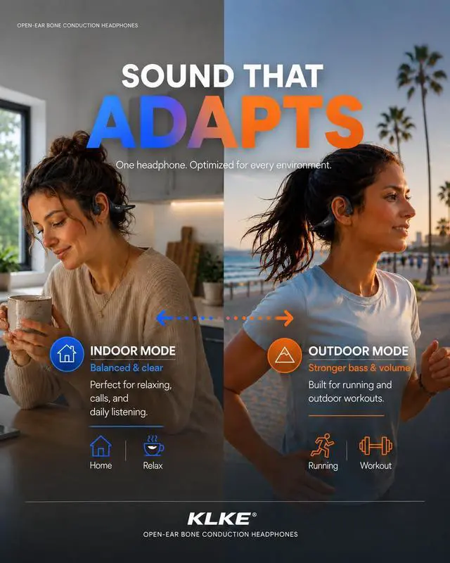 Alt view image 4 of 7 - Bone Conduction Headphones for Running with mic and Rear Safety Light | Dual Sound Modes, Adjustable Fit, 10H Playtime, USB-C Charging, Clear Calls, Lightweight Comfort for Gym, Cycling and Hiking