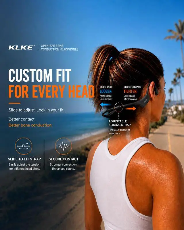 Alt view image 6 of 7 - Bone Conduction Headphones for Running with mic and Rear Safety Light | Dual Sound Modes, Adjustable Fit, 10H Playtime, USB-C Charging, Clear Calls, Lightweight Comfort for Gym, Cycling and Hiking