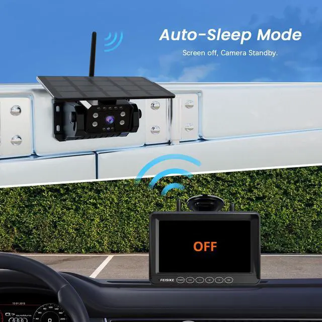 Alt view image 5 of 7 - Magnetic Solar Wireless Backup Camera, 1-Min Install, 7" 1080P Monitor, No Delay, No-Drill, IR Night Vision, 150° Wide Angle, Auto Sleep, IP69 Waterproof, Rechargeable Battery for Truck RV Trailer