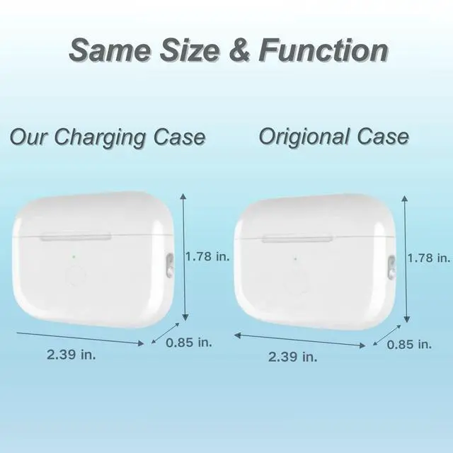 Alt view image 4 of 7 - Replacement Charging Case for AirPod Pro 2 and 1 gen, Wireless Charging Cases Compatible with AirPod Pro 1st / 2nd, Wired and Wireless Charging, Bluetooth Pairing Sync, USB C Port