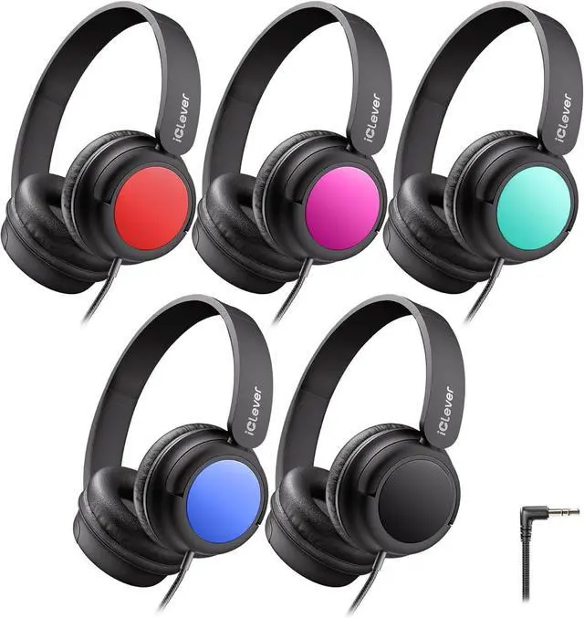 Main image of Kids Headphones 5 Pack for Students K-12 & Teachers Classroom/Study | SafeSound Tech3.0, Durable PP Material, Multiple Folding Options, Soft Classroom Headphones for Tablets/Laptop, 5Pack Colored