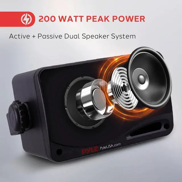 Alt view image 2 of 7 - Outdoor Waterproof Wireless Bluetooth Speaker - 3.5 Inch Pair 3-Way Active Passive Weatherproof Wall, Ceiling Mount Dual Speakers System w/Heavy Duty Grill, Patio, Indoor Use - PDWR42BBT (Black)
