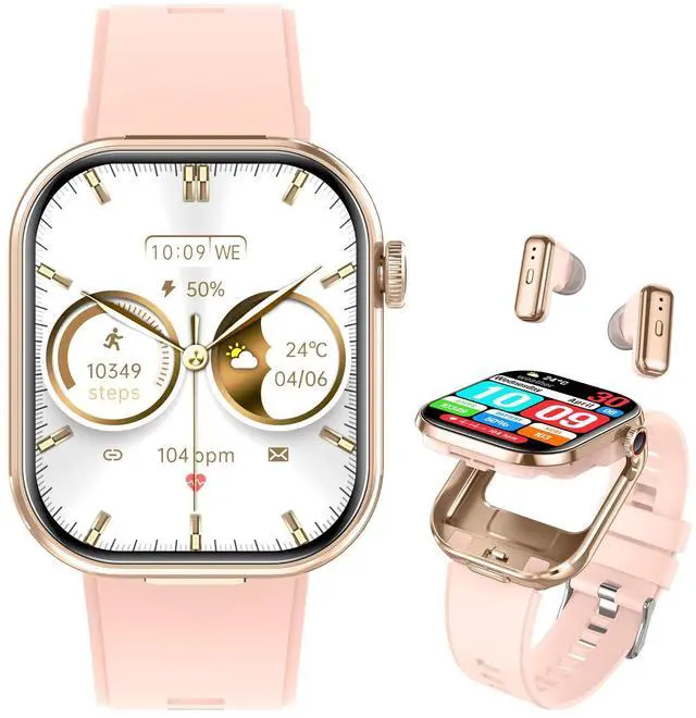 Main image of Smart Watch with Earbuds for Women, 2'' HD (Answer/Make Calls) 2 in 1 Smartwatches and Headphones,100+ Sport Modes Fitness Tracker with Heart Rate/Sleep, Compatible iPhone/Samsung/Android