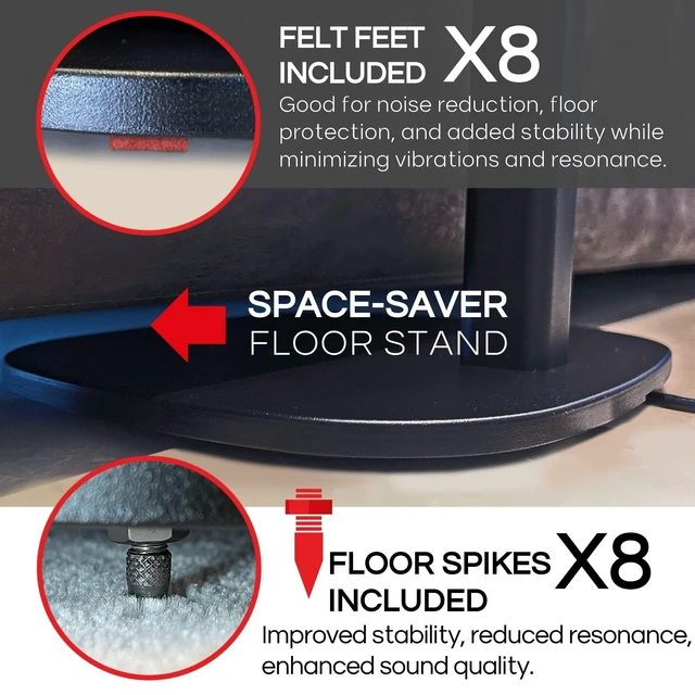 Alt view image 7 of 7 - ERA 100 Floor Stand, Twin (2pcs), Black, Double, Pair Compatible with Sonos ERA100 & ERA 100 SL, Sonos ONE & Play:1 Speakers, Accessories Included. UK Design, Height 36in / 920mm