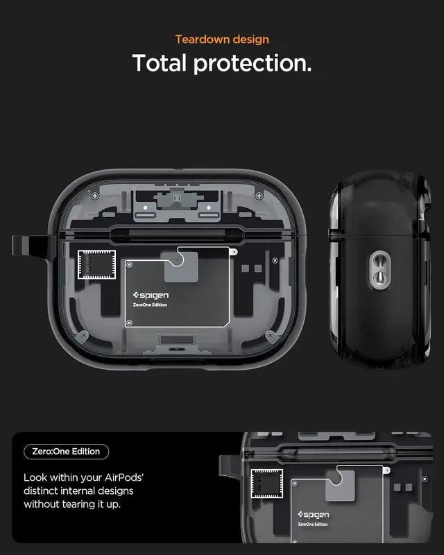 Alt view image 3 of 7 - Ultra Hybrid MagFit Case Designed for AirPods Pro 3 Case (2025) | MagSafe Charging Compatible, Magnets Embedded, DDP Printing with Included Carabiner - Zero One