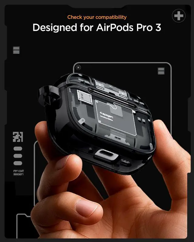 Alt view image 2 of 7 - Ultra Hybrid MagFit Case Designed for AirPods Pro 3 Case (2025) | MagSafe Charging Compatible, Magnets Embedded, DDP Printing with Included Carabiner - Zero One