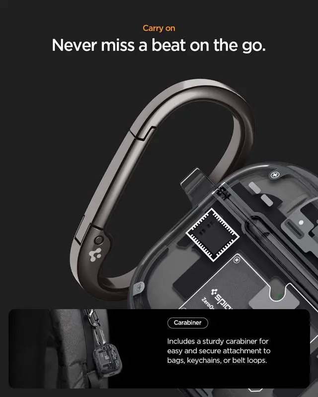 Alt view image 6 of 7 - Ultra Hybrid MagFit Case Designed for AirPods Pro 3 Case (2025) | MagSafe Charging Compatible, Magnets Embedded, DDP Printing with Included Carabiner - Zero One