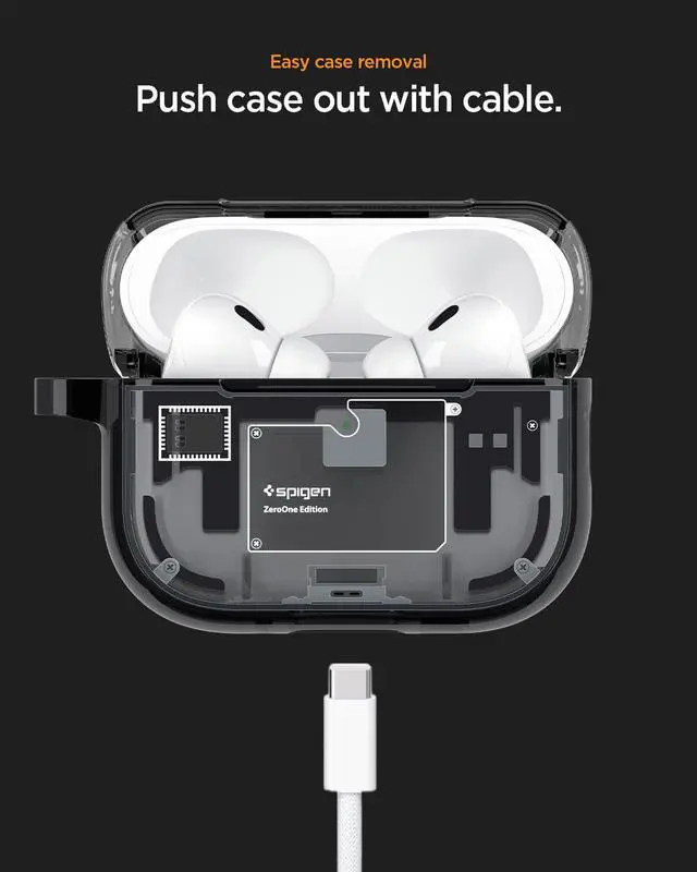 Alt view image 7 of 7 - Ultra Hybrid MagFit Case Designed for AirPods Pro 3 Case (2025) | MagSafe Charging Compatible, Magnets Embedded, DDP Printing with Included Carabiner - Zero One