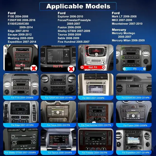Alt view image 2 of 7 - 5GWiFi Upgrade Radio for Ford F150 2004-2008, F350/F250 2006-2016, Expedition 2007-2014, Explorer Mustang E150/E250/E350 Taurus Edge 7" Touchscreen Stereo, Wireless Carplay Android Auto GPS FM Camera