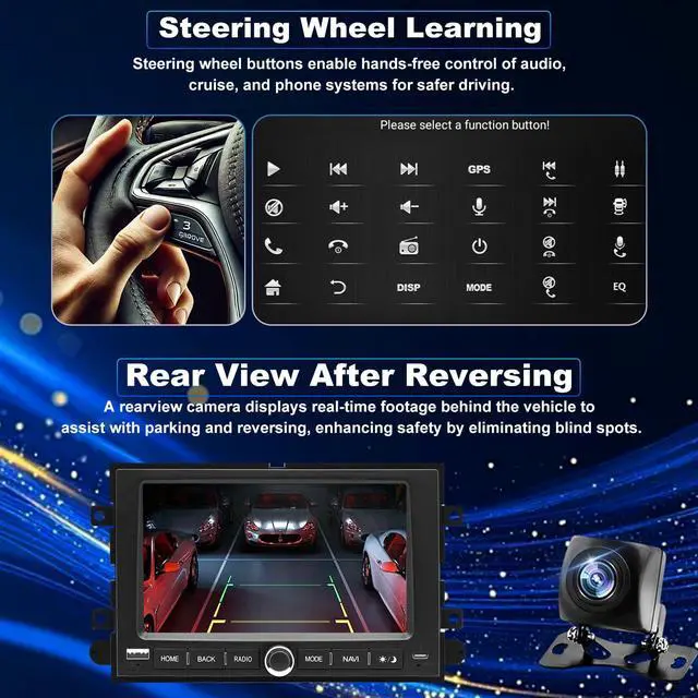 Alt view image 6 of 7 - 5GWiFi Upgrade Radio for Ford F150 2004-2008, F350/F250 2006-2016, Expedition 2007-2014, Explorer Mustang E150/E250/E350 Taurus Edge 7" Touchscreen Stereo, Wireless Carplay Android Auto GPS FM Camera