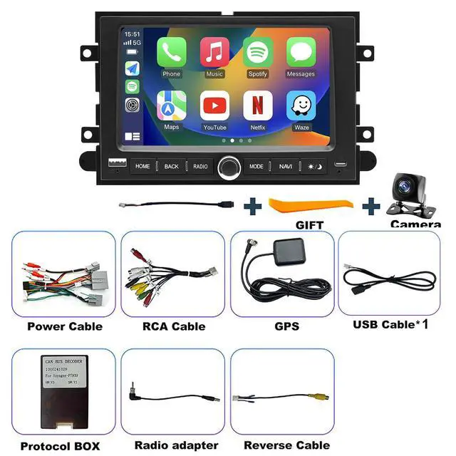 Alt view image 7 of 7 - 5GWiFi Upgrade Radio for Ford F150 2004-2008, F350/F250 2006-2016, Expedition 2007-2014, Explorer Mustang E150/E250/E350 Taurus Edge 7" Touchscreen Stereo, Wireless Carplay Android Auto GPS FM Camera