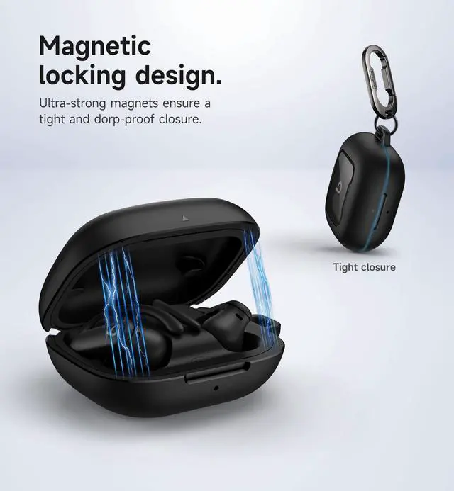 Alt view image 3 of 7 - for Beats Powerbeats Pro 2 Case Cover, Magnetic Locking Cases for Beats Powerbeats Pro 2 2025, Shockproof Bumper Protective Covers with Carabiner & Keyring & Cleaner Kit, Black