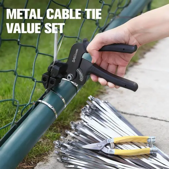 Alt view image 3 of 7 - Heavy Duty 304 Stainless Steel Cable Tie Gun Kit - 100PCS 11.8" Metal Zip Ties (200LBS) + Industrial Scissors, UV Resistant Tool - Fence Ties, Exhaust Pipe, Chicken Coop, Industrial Use