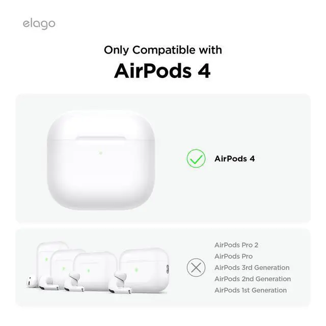 Alt view image 2 of 7 - Armor Case for AirPods 4 | Carabiner Included, Supports Wireless Charging, Shock Resistant, Full Protection (Stone)