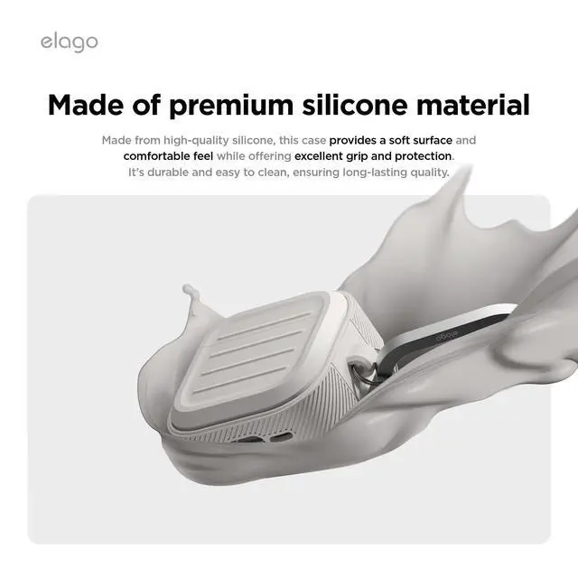 Alt view image 3 of 7 - Armor Case for AirPods 4 | Carabiner Included, Supports Wireless Charging, Shock Resistant, Full Protection (Stone)