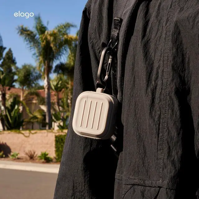 Alt view image 7 of 7 - Armor Case for AirPods 4 | Carabiner Included, Supports Wireless Charging, Shock Resistant, Full Protection (Stone)