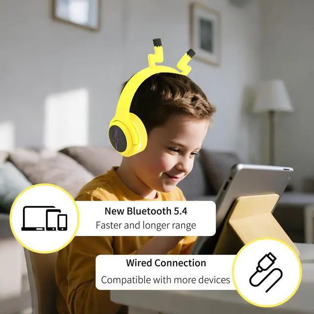 Alt view image 6 of 7 - Wireless Kids Headphones with 7-Color LED Lights, 85dB Safe Volume & 40H Playtime Ultra-Soft Over-Ear for School Travel