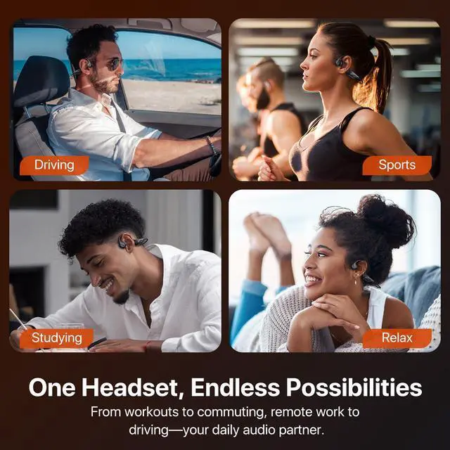 Alt view image 7 of 7 - Bone Conduction Headphones, Open Ear Sports Headphones, Wireless Earbuds with Mic, Bluetooth 6.0, 10H Playtime, IPX5 Sweatproof, Lightweight Secure Fit for Running, Cycling, Gym, Black