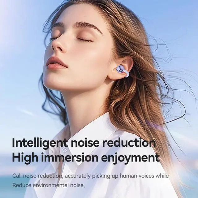 Alt view image 5 of 7 - Clip-on Earbuds,Open Ear Earbuds Wireless Bluetooth 5.4, Lightweight Open Ear Headphones with C-Shaped Bridge,Slim Hook,60H Battery,Waterproof,for Glasses Wearers and Workouts (Purple)