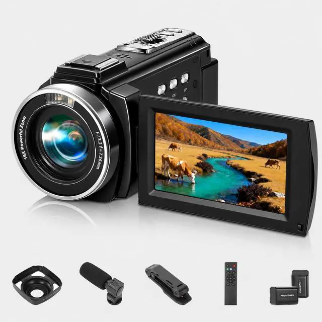 Alt view image 2 of 7 - Video Camera Camcorder Full HD 1080P 36MP 16x Zoom for YouTube | Vlog camera with 270° rotatable screen, stereo microphone, dual battery included