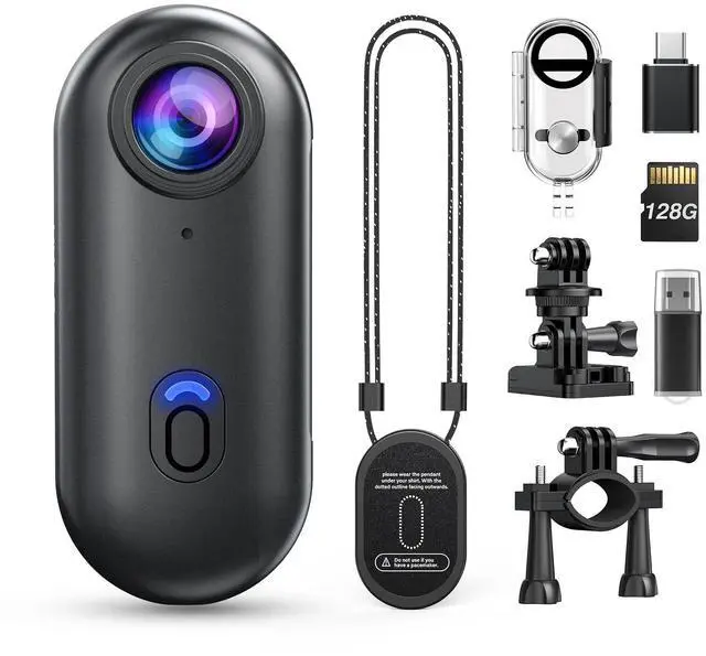 Main image of Z10 4K Action Camera, 128GB Wearable Sports Camera with Waterproof Case, Magnetic Clip, Small Body Cam for Cycling, Diving, Travel No WiFi No Bluetooth
