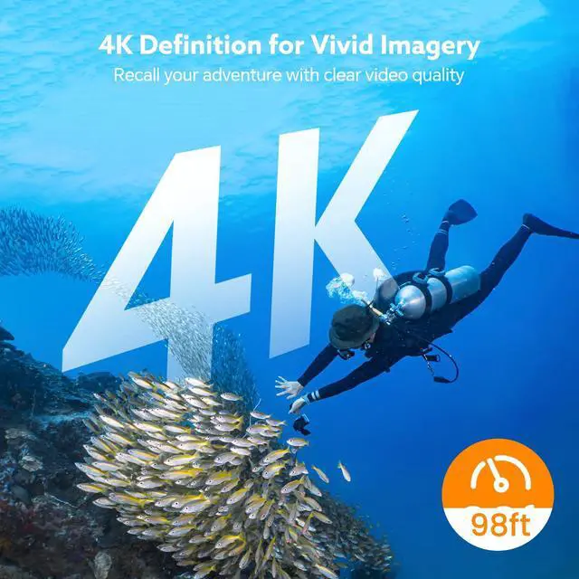 Alt view image 2 of 7 - Z10 4K Action Camera, 128GB Wearable Sports Camera with Waterproof Case, Magnetic Clip, Small Body Cam for Cycling, Diving, Travel No WiFi No Bluetooth