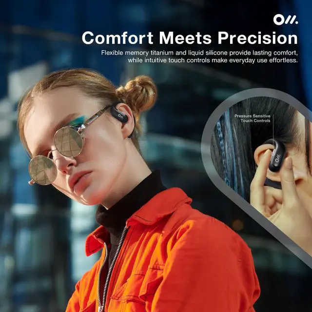 Alt view image 3 of 7 - Oladance OWS Pro Open-Ear True Wireless Headphones, 16-Hour Playtime | Bluetooth 5.3, Dual-Device Connectivity, Amplifier Chip, Virtual Bass, Liquid Silicone, Titanium Frame, Comfortable Fit