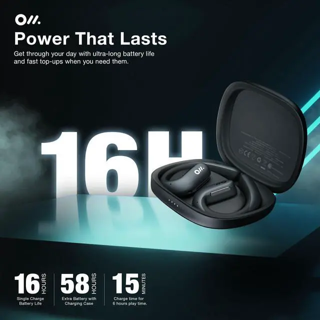 Alt view image 6 of 7 - Oladance OWS Pro Open-Ear True Wireless Headphones, 16-Hour Playtime | Bluetooth 5.3, Dual-Device Connectivity, Amplifier Chip, Virtual Bass, Liquid Silicone, Titanium Frame, Comfortable Fit