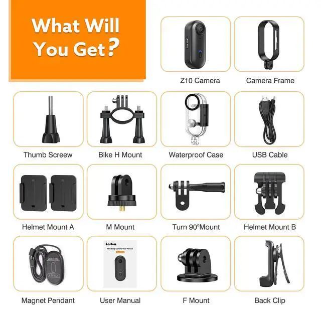 Alt view image 7 of 7 - Z10 4K Action Camera, 128GB Wearable Sports Camera with Waterproof Case, Magnetic Clip, Small Body Cam for Cycling, Diving, Travel No WiFi No Bluetooth