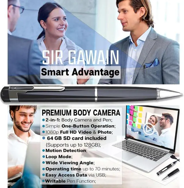 Alt view image 2 of 6 - Premium Body Camera Pen Full HD 1080p Video & Photos, 70-Min Battery, Motion Detection, One-Button Control, 2026 Model