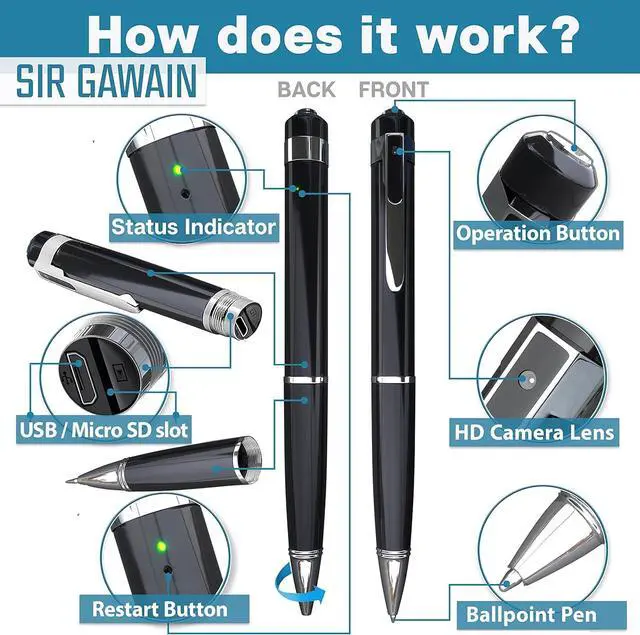 Alt view image 5 of 6 - Premium Body Camera Pen Full HD 1080p Video & Photos, 70-Min Battery, Motion Detection, One-Button Control, 2026 Model