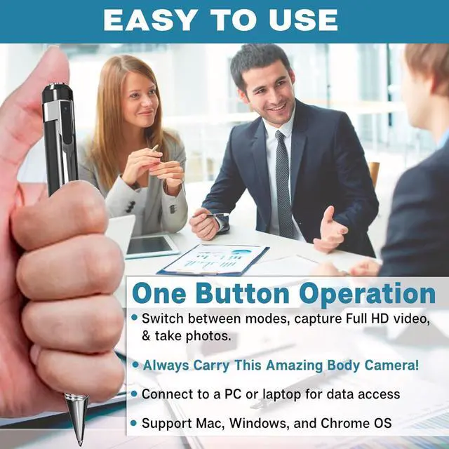 Alt view image 4 of 6 - Premium Body Camera Pen Full HD 1080p Video & Photos, 70-Min Battery, Motion Detection, One-Button Control, 2026 Model