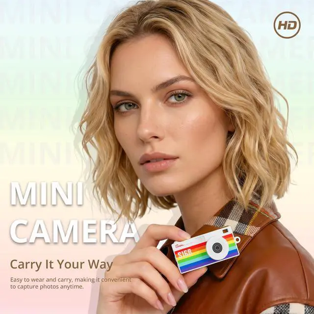 Alt view image 7 of 7 - Mini Keychain Digital Camera, Y2K Retro Pocket Camera with 1.47 Inch Screen, 1440P Video, 2MP Photos, 16GB Card, Flash, Type C, Tiny Vintage Camcorder for Kids Teens Travel Vlog (Rainbow)