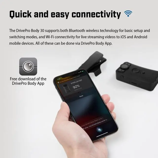Alt view image 5 of 7 - DPB30 DrivePro Body Camera 128GB, 1440P 2K QHD Body Worn Camera with Night Vision/Wi-FI/Bluetooth/IP67 Waterproof/12-Hour Battery Life, Ideal for Law Enforcement & Security - TS128GDPB30A