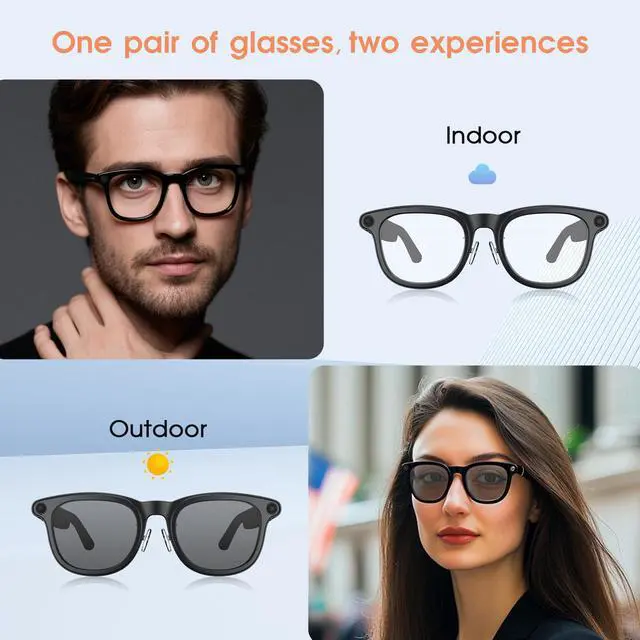 Alt view image 5 of 7 - 2026 AI Smart Glasses with Camera, 8MP Action Camera & 4K Video Recording Glasses with 3600mAh Charging Case, Photochromic Sunglasses, EIS Stabilization,Bluetooth Glasses for Men Women Cycling Working