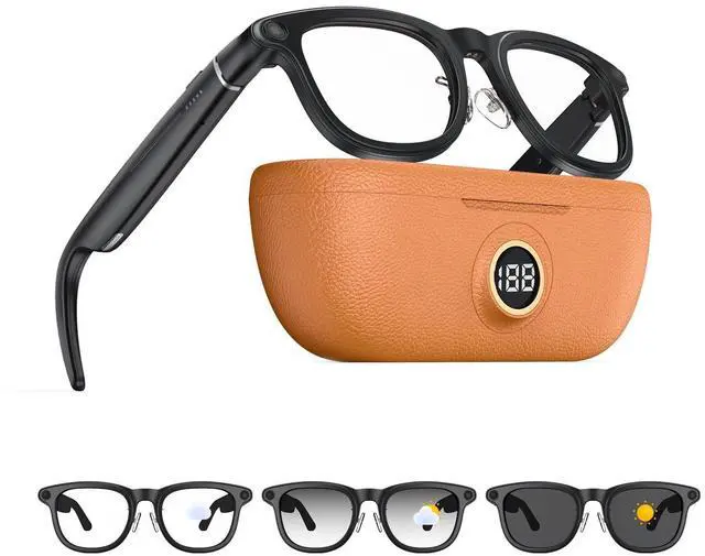 Main image of 2026 AI Smart Glasses with Camera, 8MP Action Camera & 4K Video Recording Glasses with 3600mAh Charging Case, Photochromic Sunglasses, EIS Stabilization,Bluetooth Glasses for Men Women Cycling Working